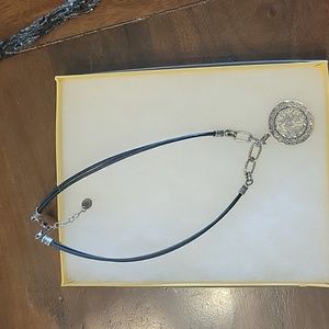 Silpada black leather and sterling necklace